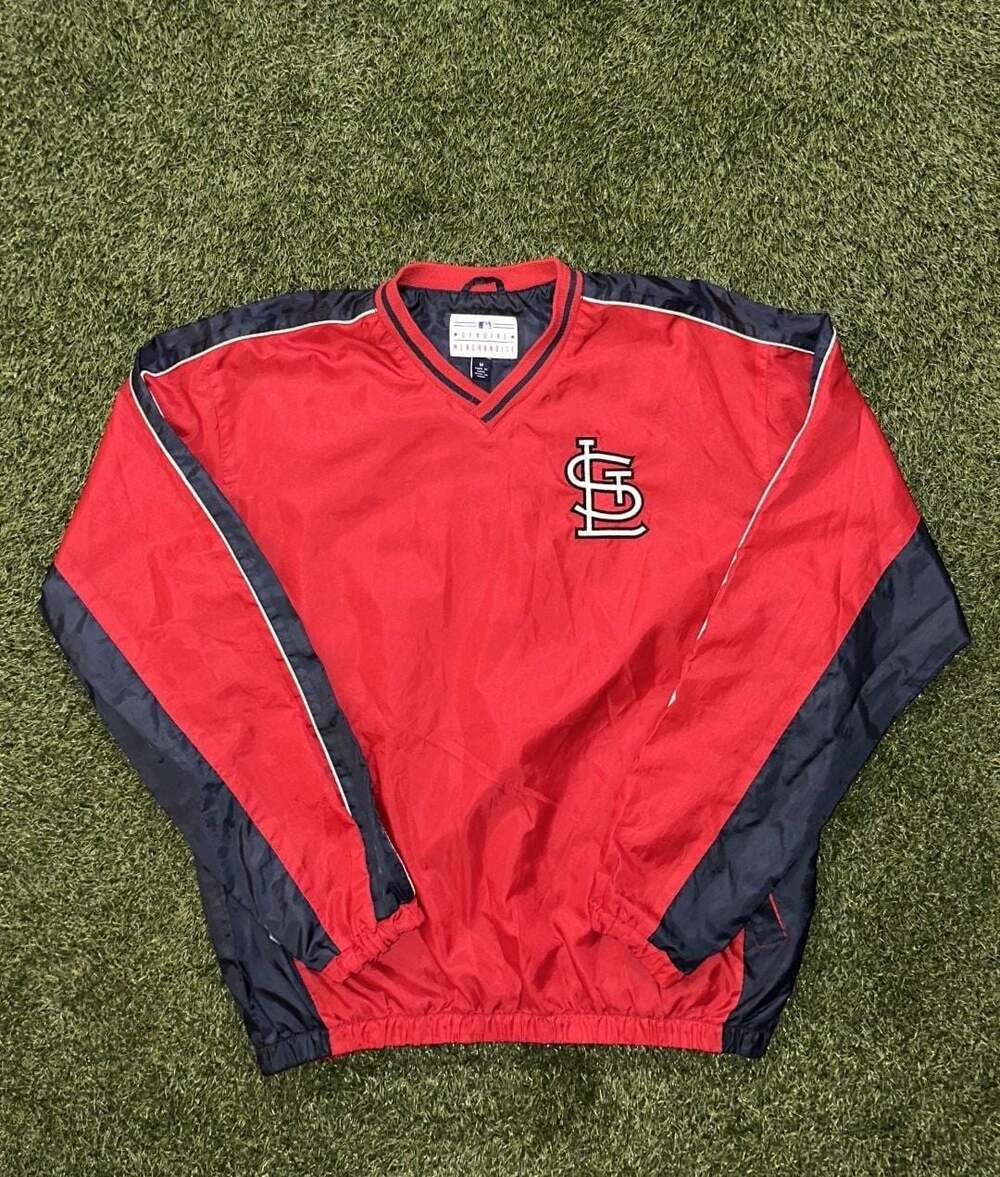 Y2K St. Louis Cardinals Red V-Neck Pullover Windbreaker Jacket